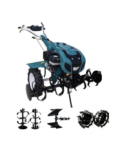 Pachet motocultor Dakard HS1100D New 16CP cu freze, roti metalice si plug reversibil