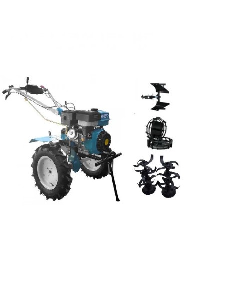 Pachet motocultor Dakard HS1100D 16CP cu freze, roti metalice si plug reversibil