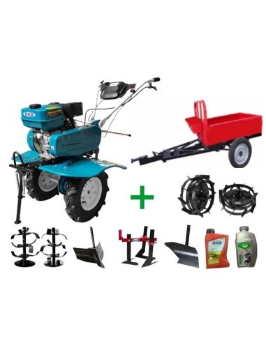 Motocultor Dakard HS900 7 CP cu remorca Rosie LY500 si Utilaje